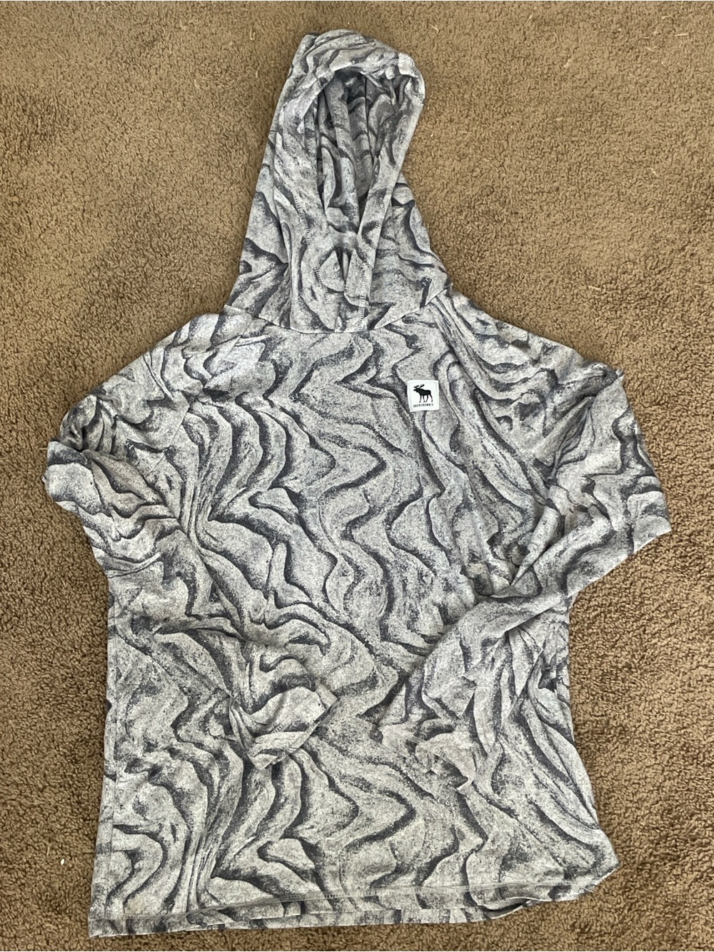 Abercrombie active boys hooded shirt size 11/12 gray marble lightweight